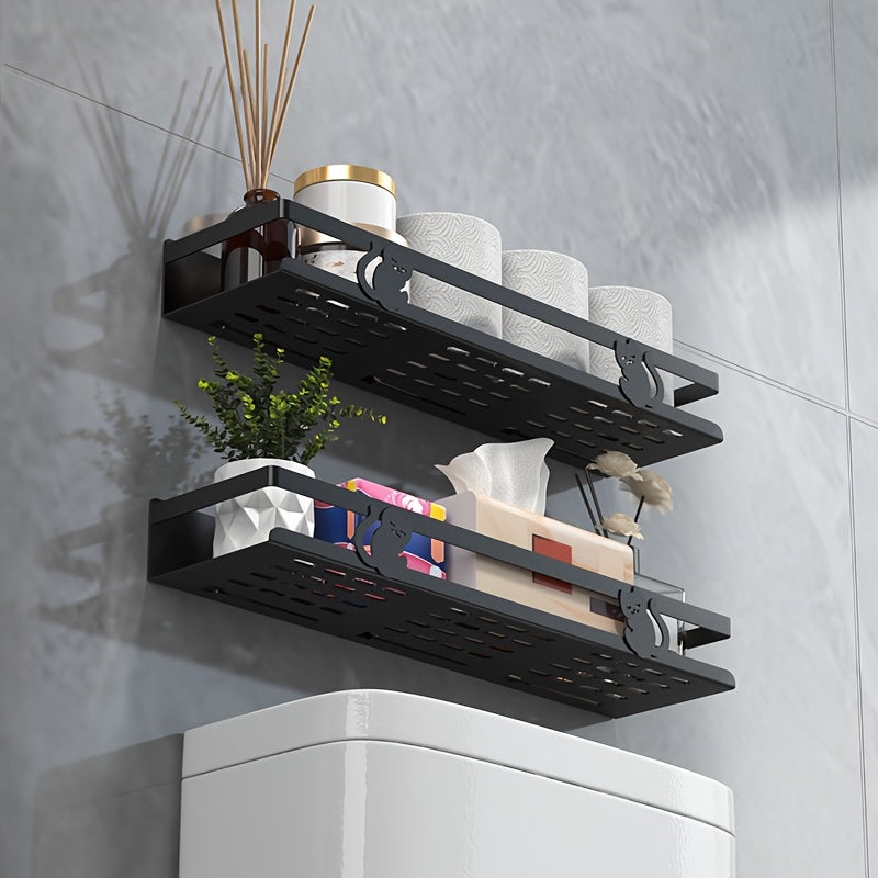 Black Floating Wall Shelf - Modern Bathroom Storage - view 4