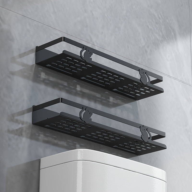 Black Floating Wall Shelf - Modern Bathroom Storage - view 5