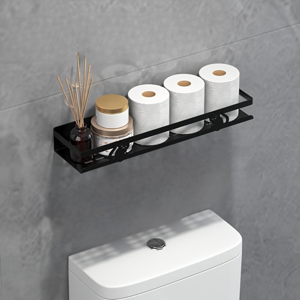 Black Floating Wall Shelf - Modern Bathroom Storage - view 7