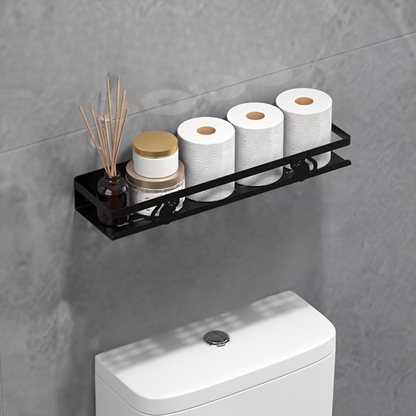 Black Floating Wall Shelf - Modern Bathroom Storage - view 7