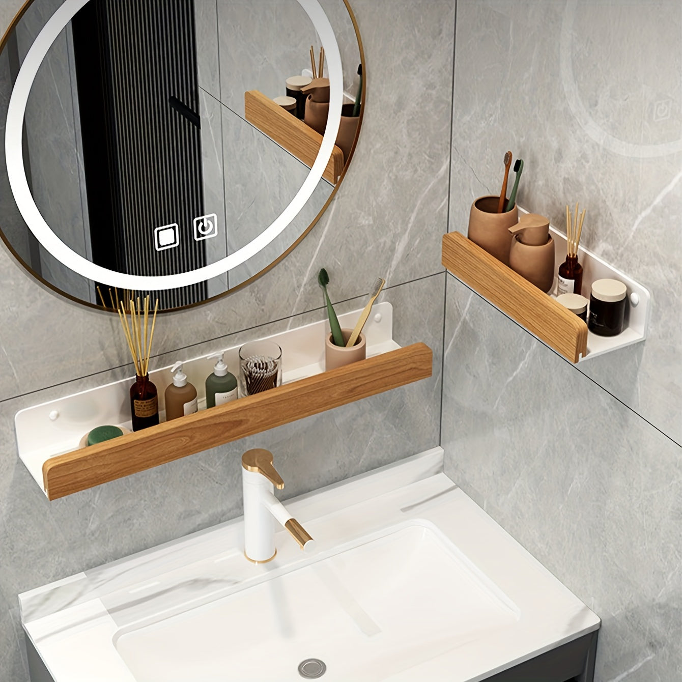 No-Drill Bathroom Wall Shelf for Shampoo and Cosmetics - view 3
