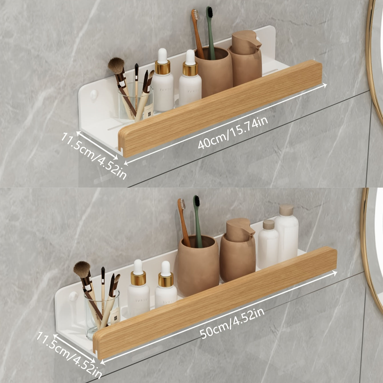 Black Bathroom Wall Shelf - Modern Drill-Free Design - view 11