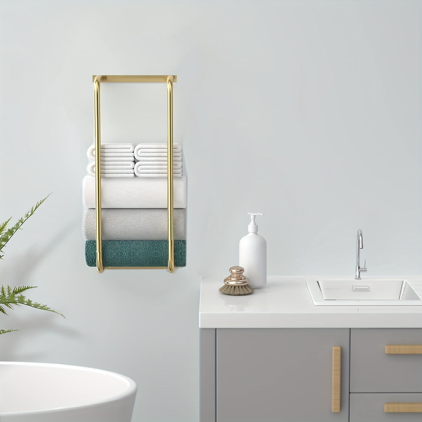 Brushed-Finish Towel Holder - Modern Bathroom Accessory - view 2