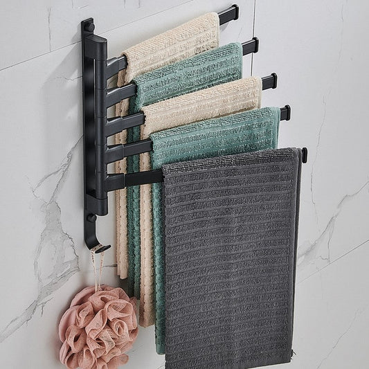 Black 5-Arm Towel Holder - Minimalist Bathroom Organizer - view 2