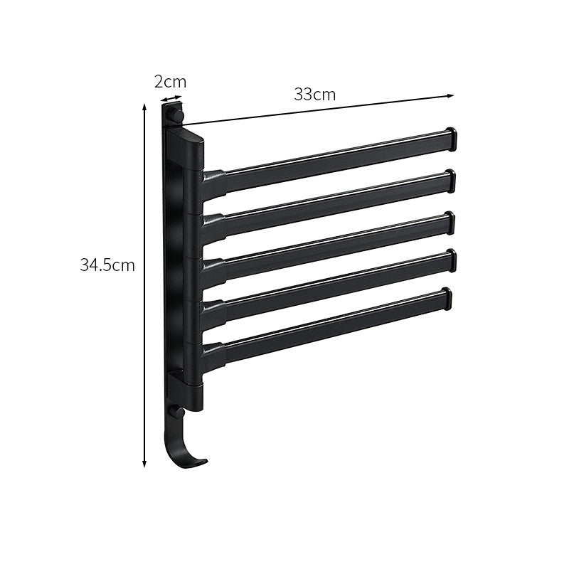 Black 5-Arm Towel Holder - Minimalist Bathroom Organizer - view 4