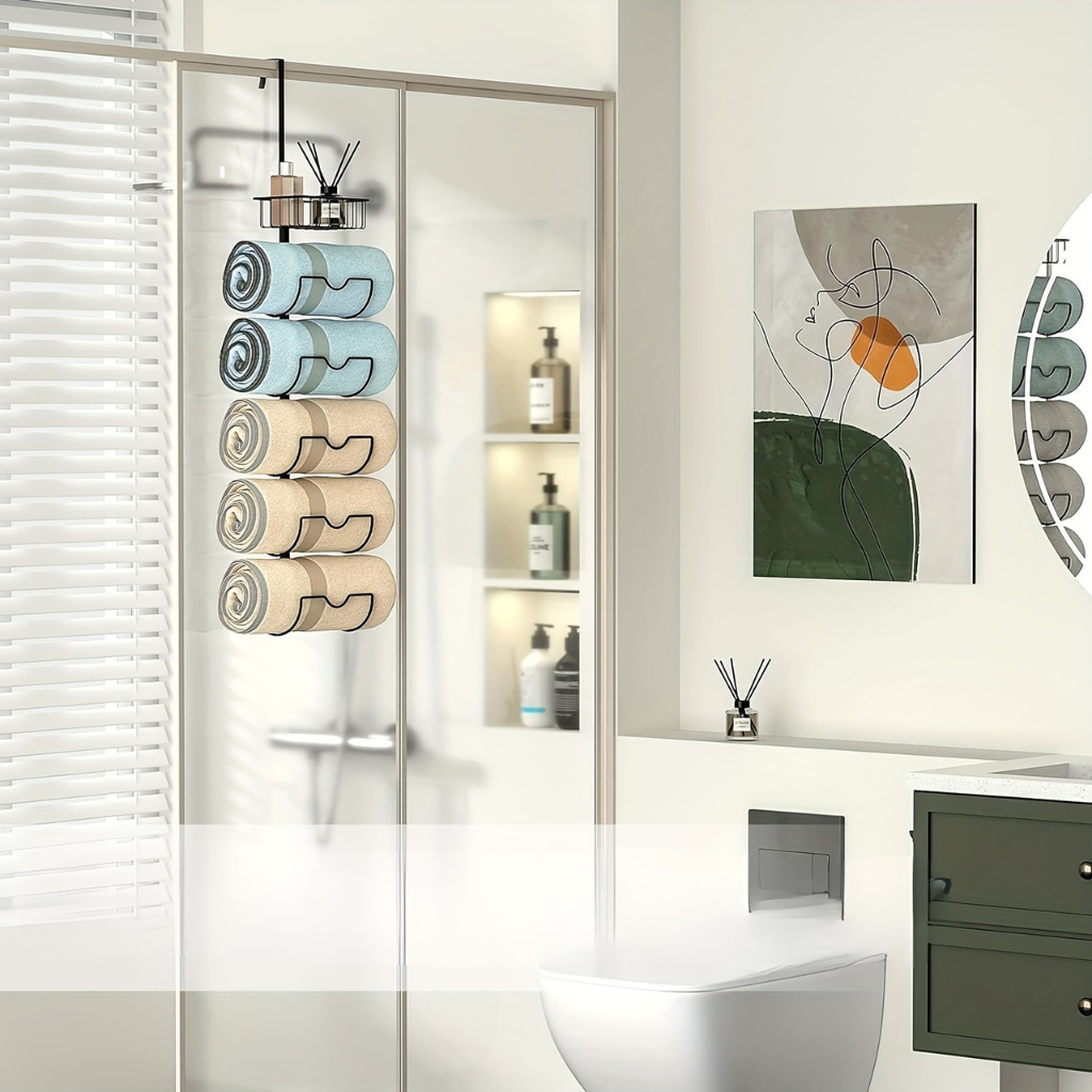Adjustable Over-Door Towel Holder with Gold Accents - view 4