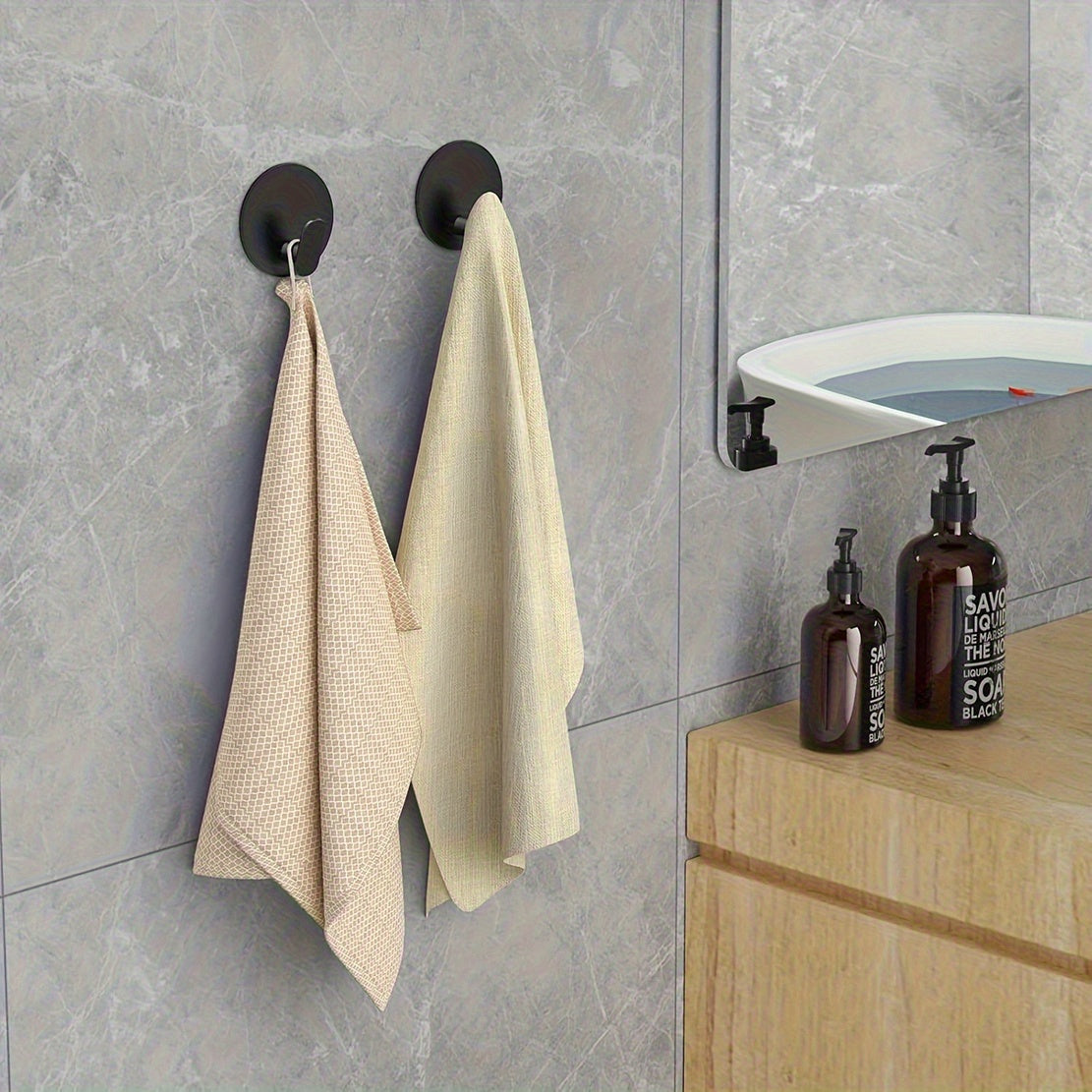 Self-Adhesive Black Wall Hooks - Bathroom and Kitchen Organizer - view 3
