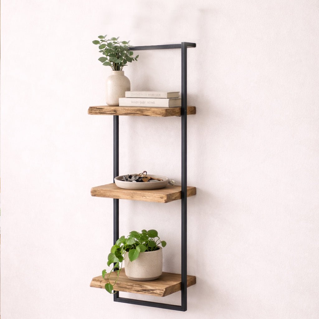 Vintage-Style Wall Shelf with Black Frame for Living Room - view 23