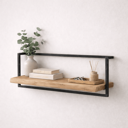 Vintage-Style Wall Shelf with Black Frame for Living Room - view 43