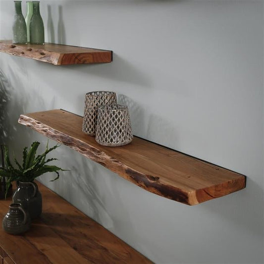 Industrial Wall Shelf with Black Frame for Books, Plants, and Decor