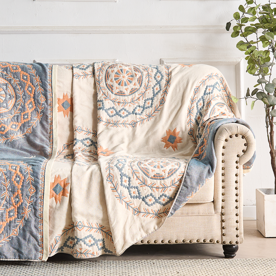 Bohemian Mandala Throw – Soft Colors for Living Room or Bedroom - view 6