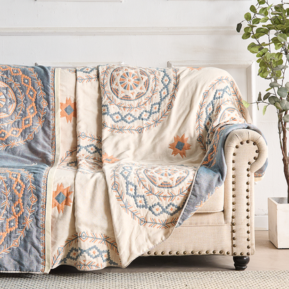Bohemian Mandala Throw – Soft Colors for Living Room or Bedroom - view 6