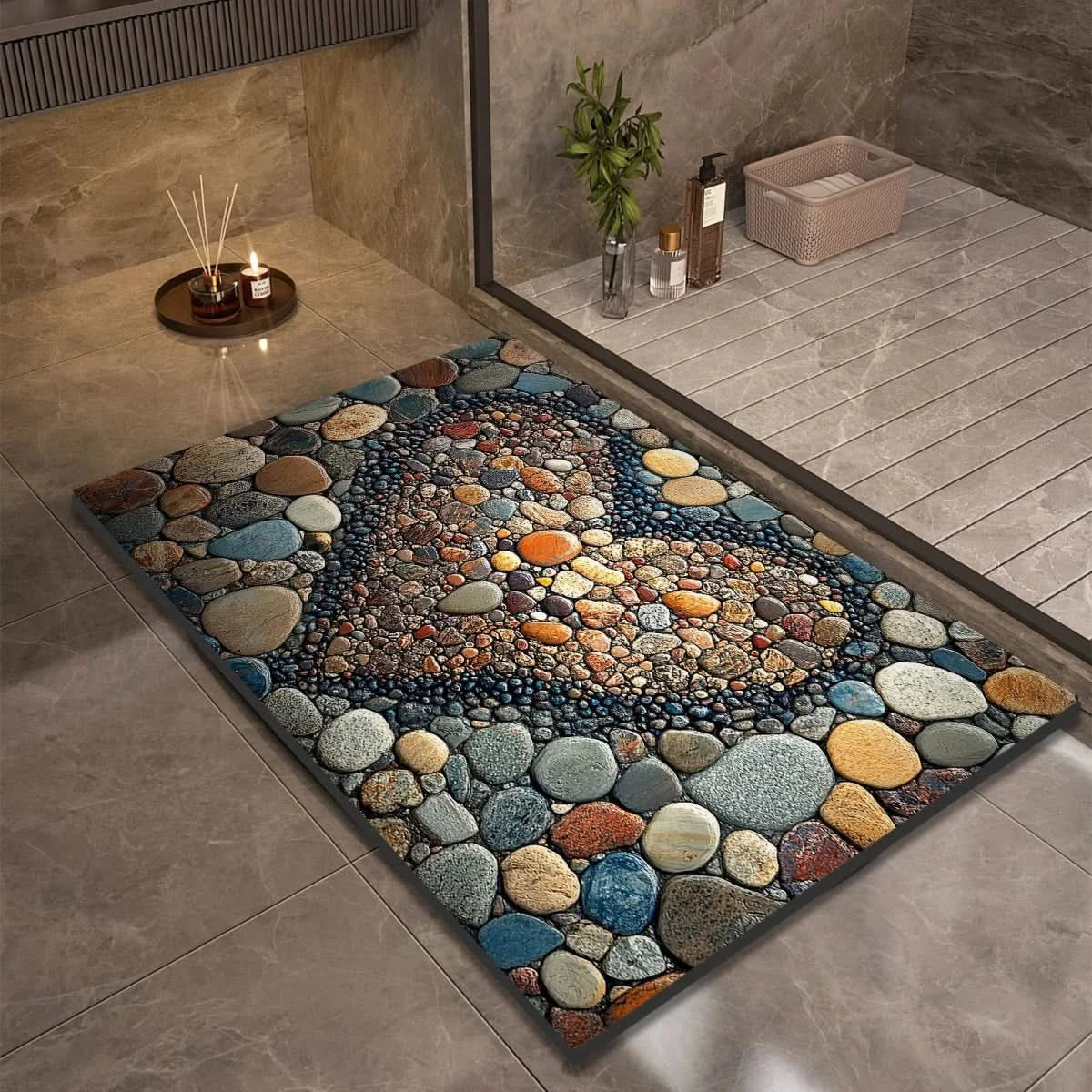 Fast-Drying Non-Slip Bath Mat - Modern Minimalist Design - view 3