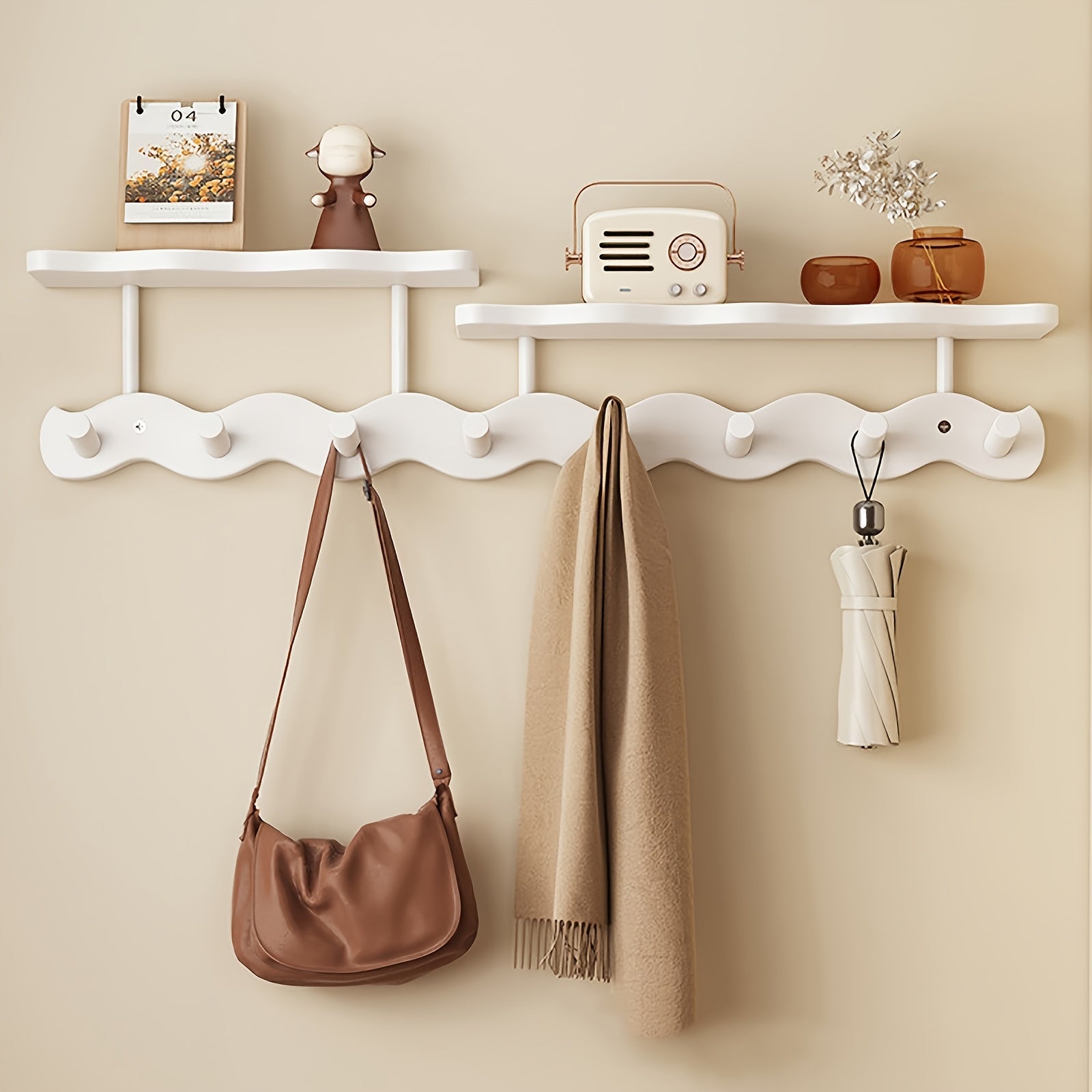 Wall-Mounted Coat Rack with 8 Shelves for Modern Spaces