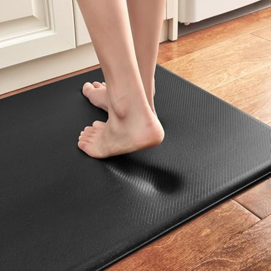 Black Ergonomic Non-Slip Kitchen Mat for Comfort and Safety