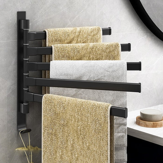 Black 5-Arm Towel Holder - Minimalist Bathroom Organizer