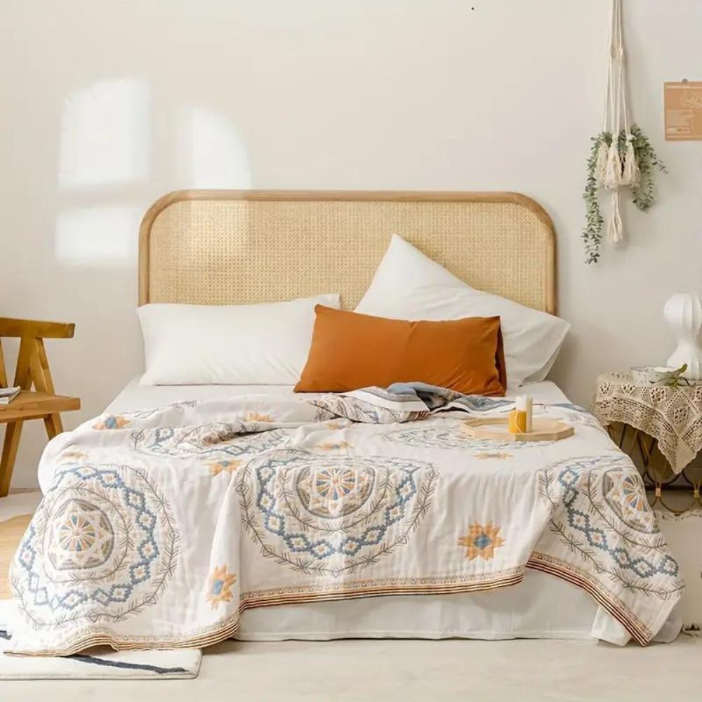 Bohemian Mandala Throw Blanket in Soft Colors for Home