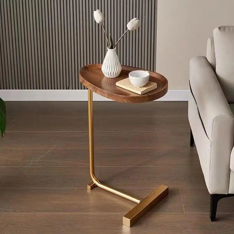 C-Shaped Side Table - Slim, Mobile Design for Sofa or Bedroom