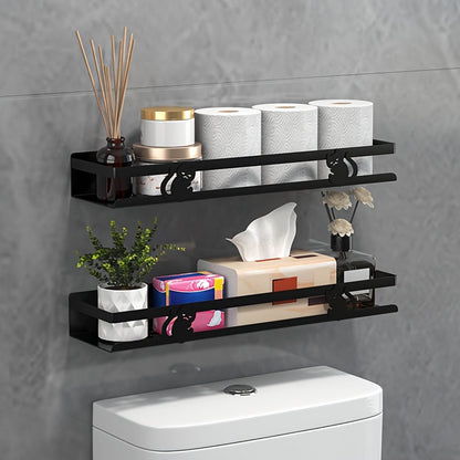 Black Floating Wall Shelf - Modern Bathroom Storage