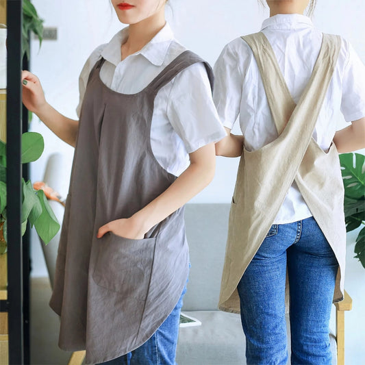 Cross-Back Apron - Minimalist Design for Kitchen or Gardening