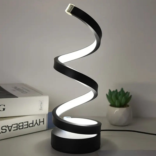 Dimmable LED Table Lamp – Modern White Spiral Design for Any Room - view 2
