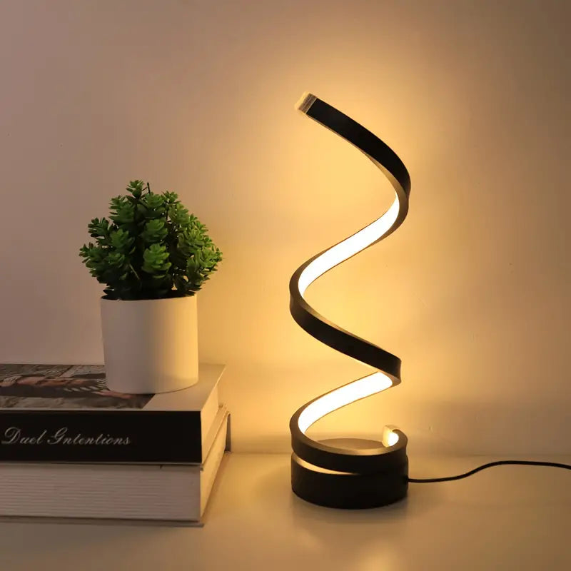 Dimmable LED Table Lamp – Modern White Spiral Design for Any Room
