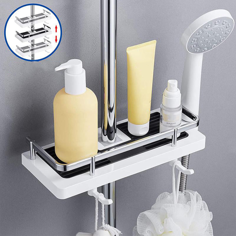 White Compact Shower Shelf - No-Drill Bathroom Organizer - view 5