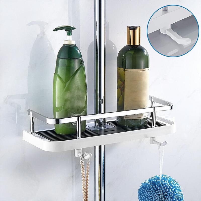 White Compact Shower Shelf - No-Drill Bathroom Organizer - view 2
