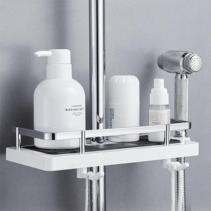 White Compact Shower Shelf - No-Drill Bathroom Organizer - view 4