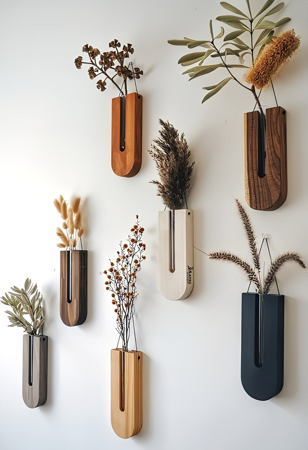 Rustic Wood Plant Holders Set – 7-Piece for Modern or Boho Decor
