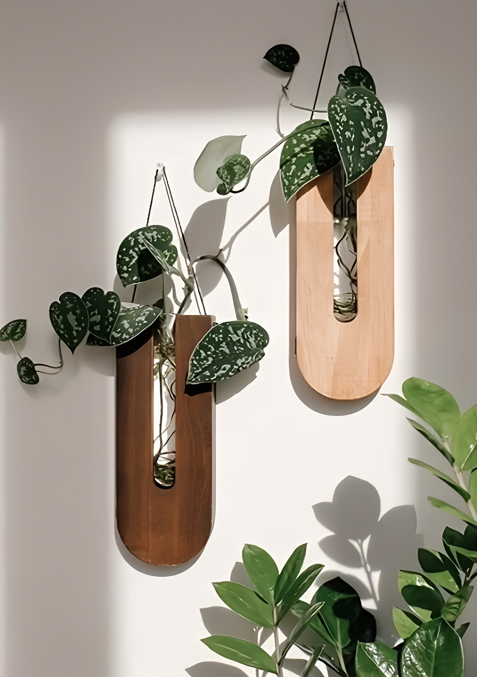 Rustic Wood Plant Holders Set – 7-Piece for Modern or Boho Decor – view 3