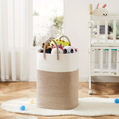 Extra Large Foldable Storage Basket - Neutral Woven Design