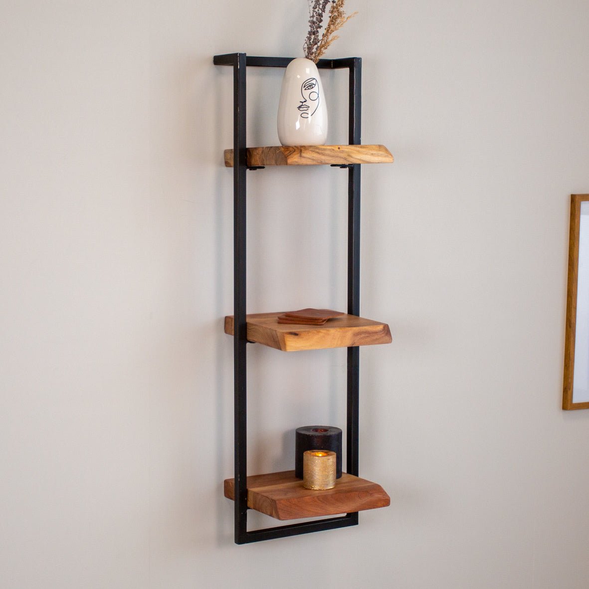 Vintage-Style Wall Shelf with Black Frame for Living Room - view 24