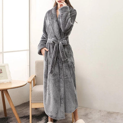 Soft Warm Unisex Bathrobe with Pockets for Home Relaxation