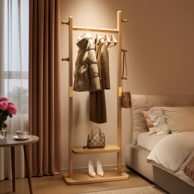 Freestanding Coat Rack with 5 Shelves and Hooks for Entryway
