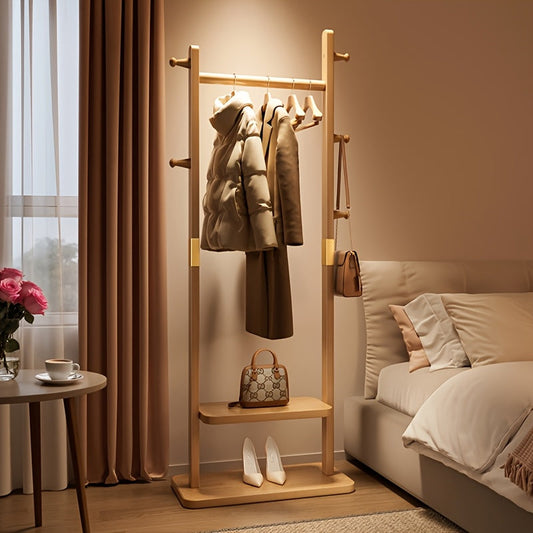 Freestanding Coat Rack with 5 Shelves and Hooks for Entryway