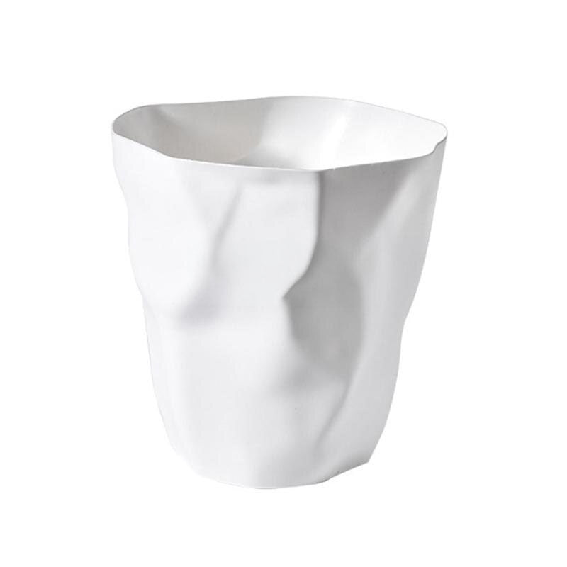 Geometric Trash Can – Matte Black, Compact for Bathroom or Office