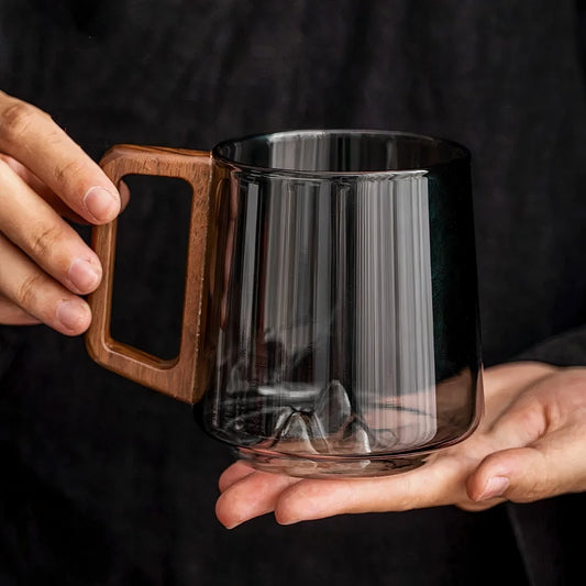 Tinted Coffee Cup with Contrast Handle for Coffee or Tea