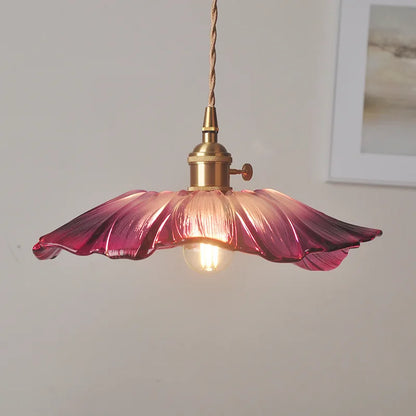 Flower Pendant Lamp in Purple and Amber for Dining Room Decor
