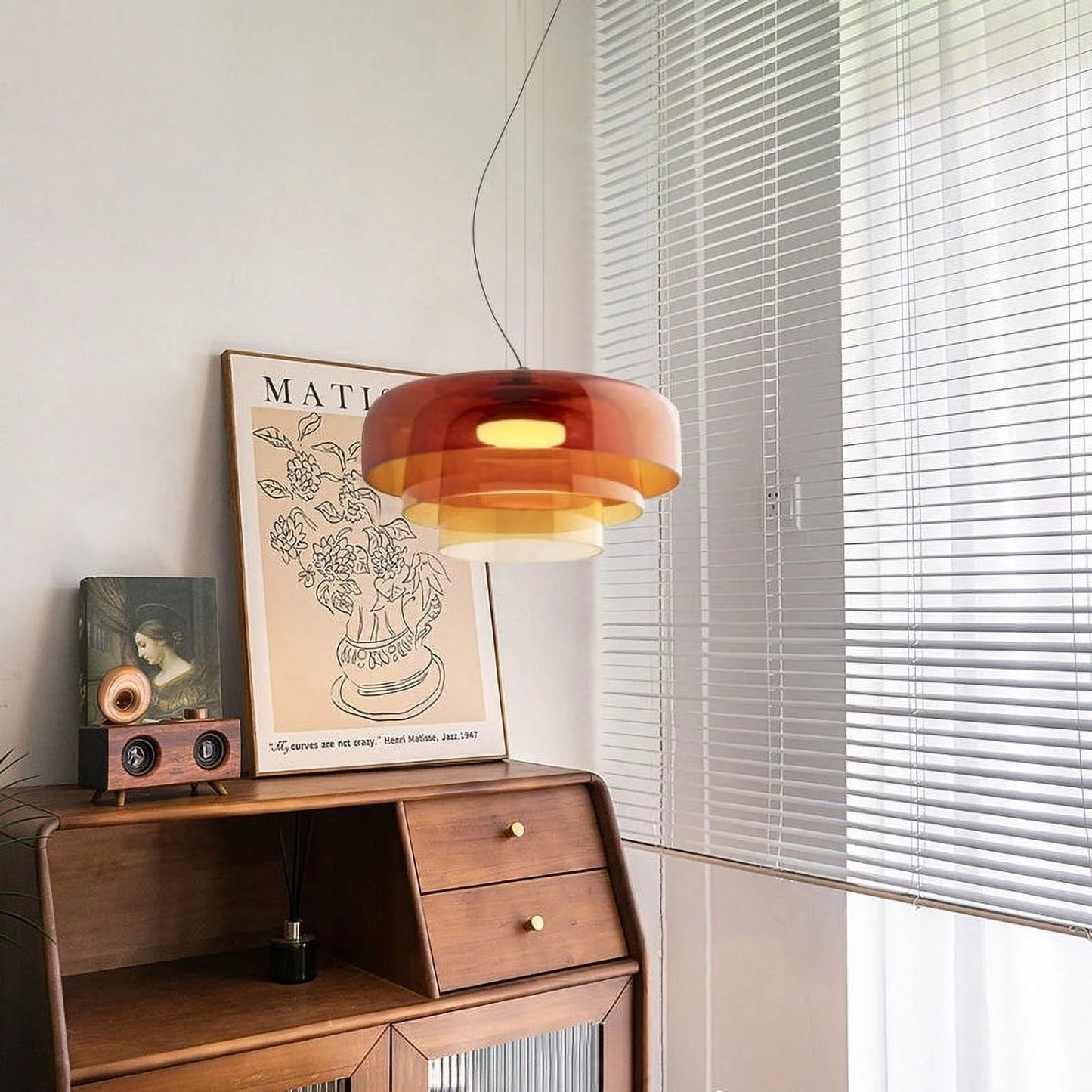 Layered Pendant Light – Modern Design in Orange, Green, Gray - view 9