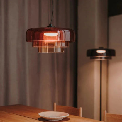 Layered Pendant Light – Modern Design in Orange, Green, Gray - view 3