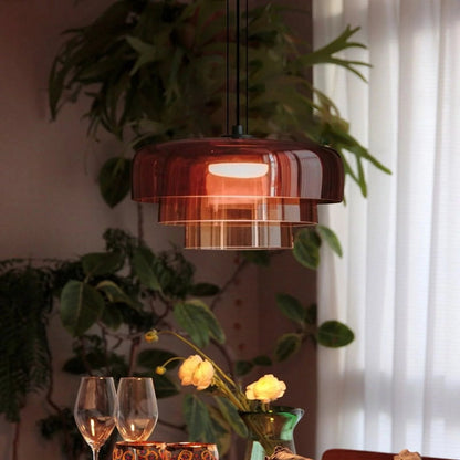 Layered Pendant Light – Modern Design in Orange, Green, Gray - view 4