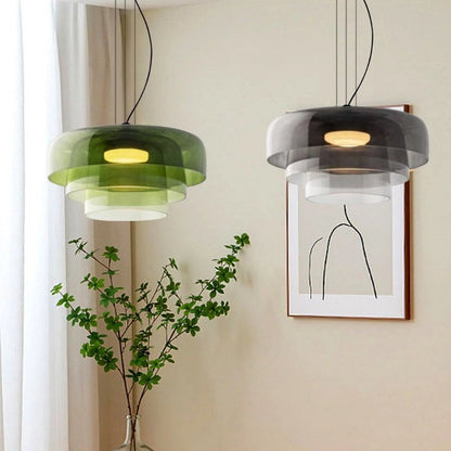 Layered Pendant Light – Modern Design in Orange, Green, Gray - view 7