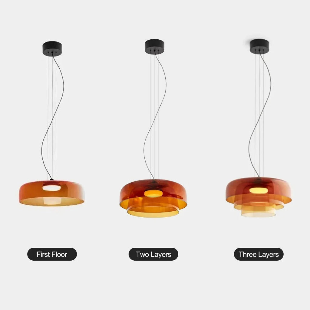 Layered Glass Pendant Light – Modern Design in Orange, Green, Gray – view 6