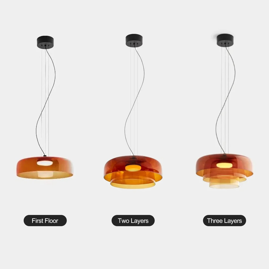 Layered Pendant Light – Modern Design in Orange, Green, Gray - view 6