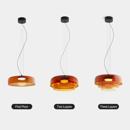 Layered Pendant Light – Modern Design in Orange, Green, Gray - view 6