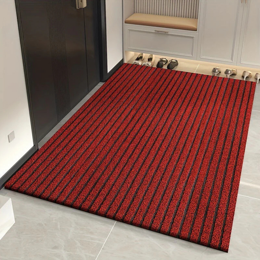 Gray and Red Weather-Resistant Anti-Slip Doormat, Indoor/Outdoor