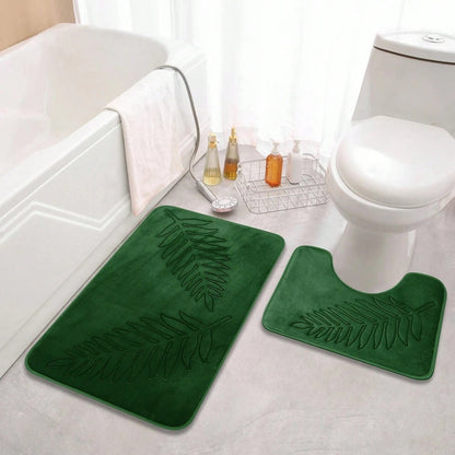 Lush Leaf Bath Mat Set in Green for a Spa-Style Bathroom - view 3