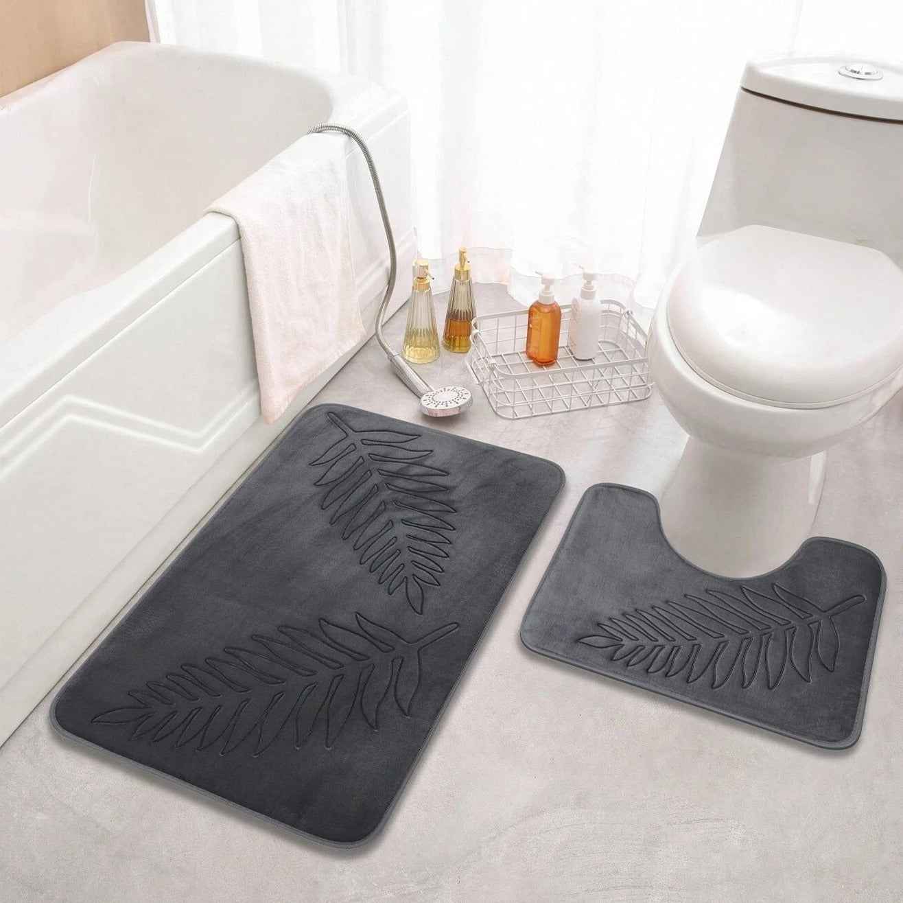 Lush Leaf Bath Mat Set in Green for a Spa-Style Bathroom - view 4