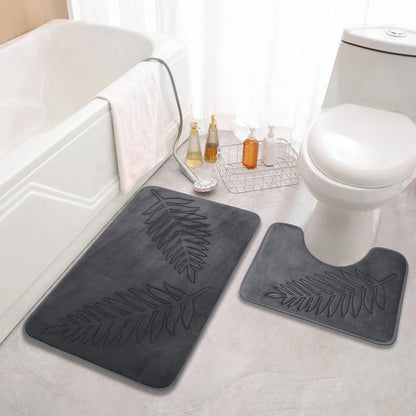 Lush Leaf Bath Mat Set in Green for a Spa-Style Bathroom - view 4